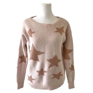 LOFT XS pink stars sweater crewneck